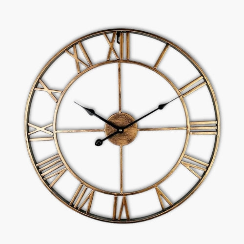 Metal Skeleton Roman Numerals Wall Clock Large