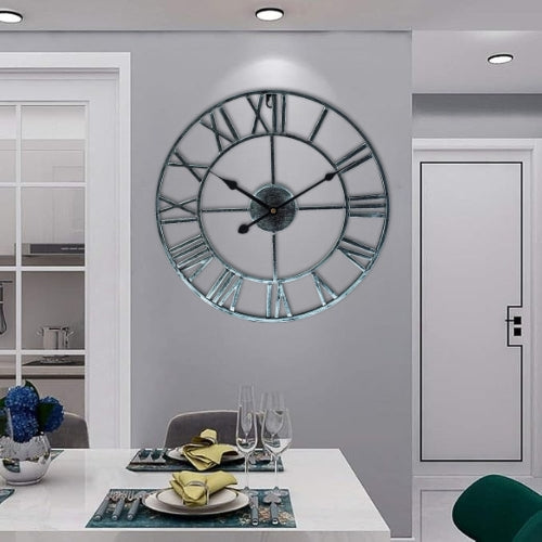 Metal Skeletal Roman Numerals Wall Clock