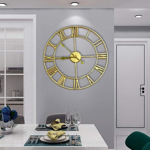 Large Metal Wall Clock Roman Numerals