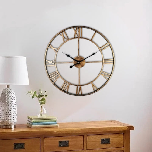 Metal Skeleton Roman Numerals Wall Clock Large