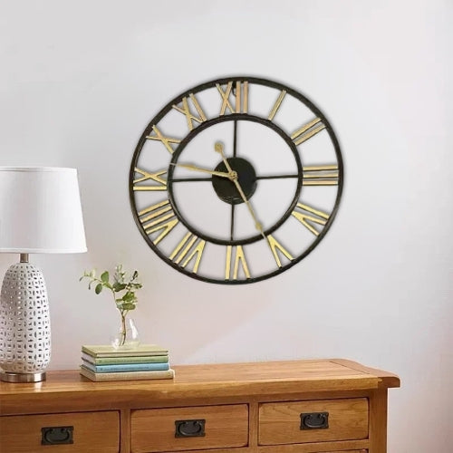 Large Metal Wall Clock Roman Numerals