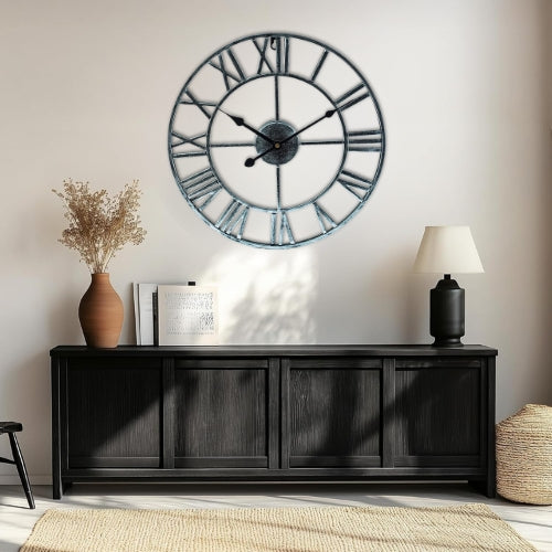 Metal Skeletal Roman Numerals Wall Clock