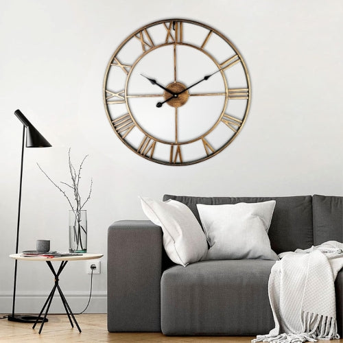 Metal Skeleton Roman Numerals Wall Clock Large
