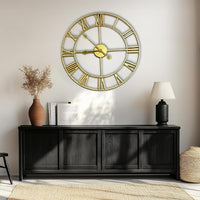 Large Metal Wall Clock Roman Numerals