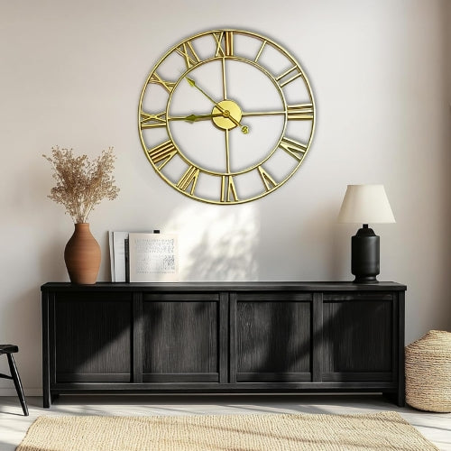 Large Metal Wall Clock Roman Numerals