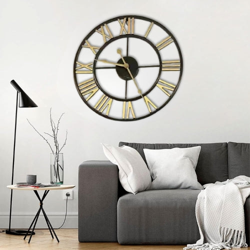 Large Metal Wall Clock Roman Numerals