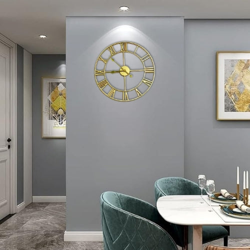 Large Metal Wall Clock Roman Numerals