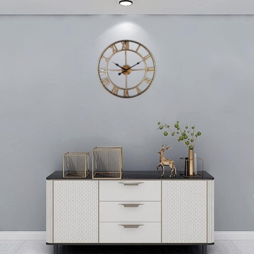 Metal Skeleton Roman Numerals Wall Clock Large