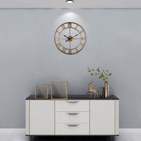 Metal Skeleton Roman Numerals Wall Clock Large