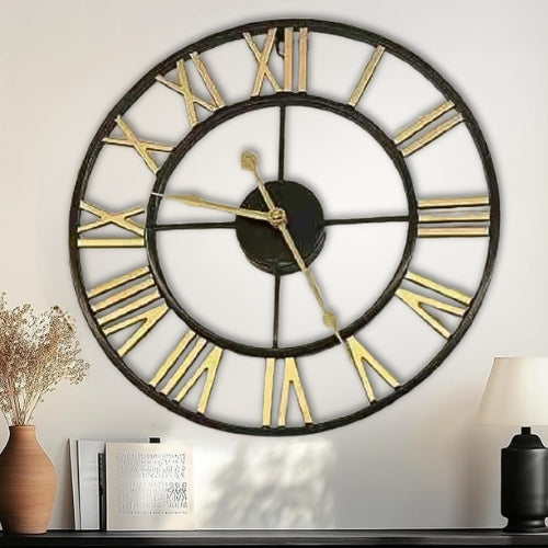 Large Metal Wall Clock Roman Numerals