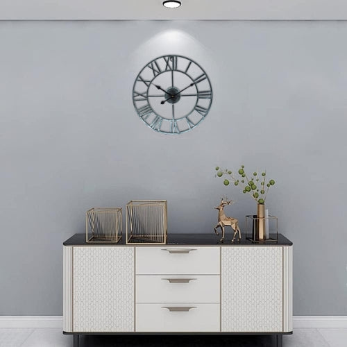 Metal Skeletal Roman Numerals Wall Clock