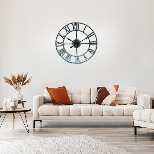 Metal Skeletal Roman Numerals Wall Clock