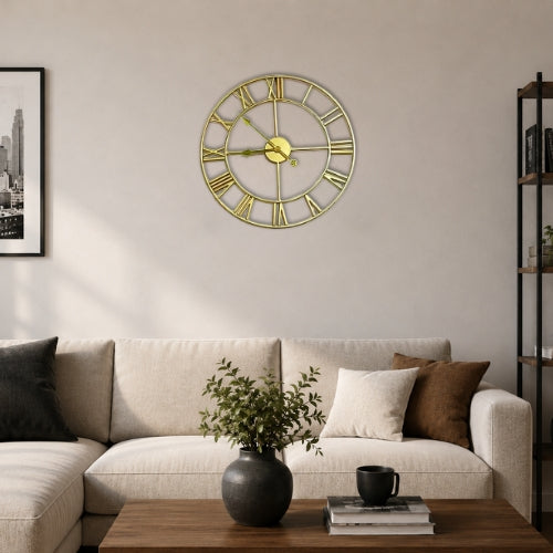 Large Metal Wall Clock Roman Numerals