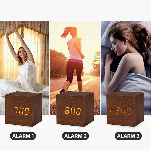 Wooden Block Digital Alarm Clock