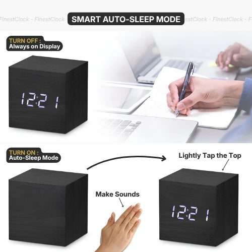 Wooden Block Digital Alarm Clock