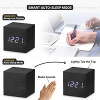 Wooden Block Digital Alarm Clock