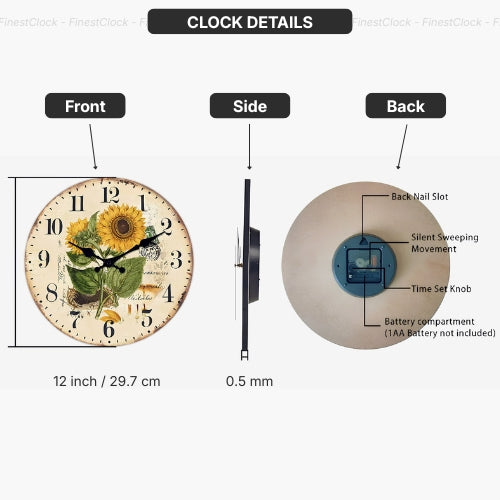 Sunflower Design Wall Clock