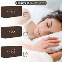 Led Wooden Digital Alarm Clock