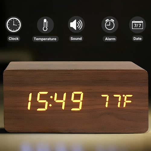 Led Wooden Digital Alarm Clock