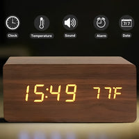 Led Wooden Digital Alarm Clock