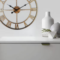 Metal Skeleton Roman Numerals Wall Clock Large