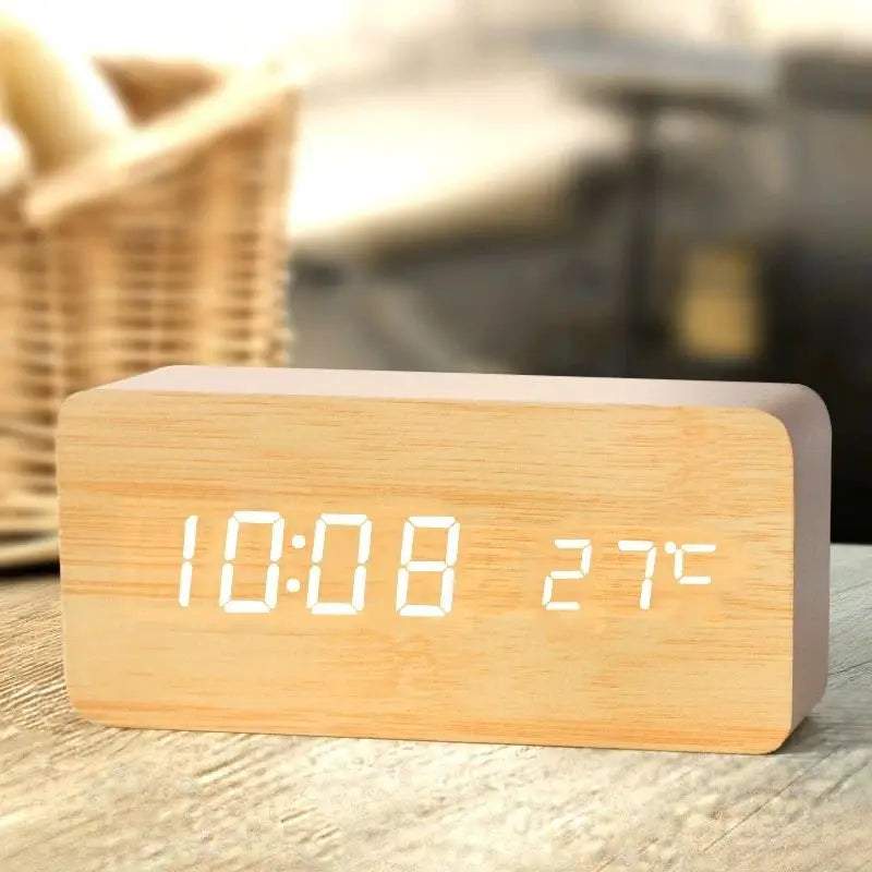 Led Wooden Digital Alarm Clock