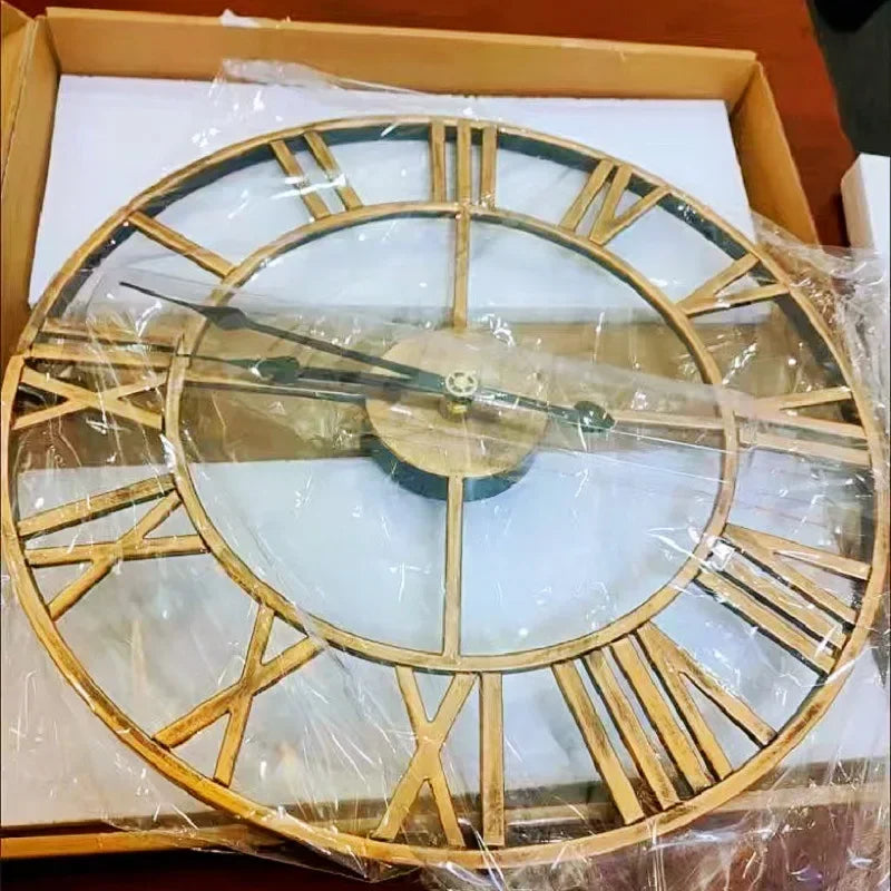 Large Metal Wall Clock Roman Numerals