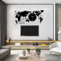 World Map Large Wall Clock Modern Design 3D