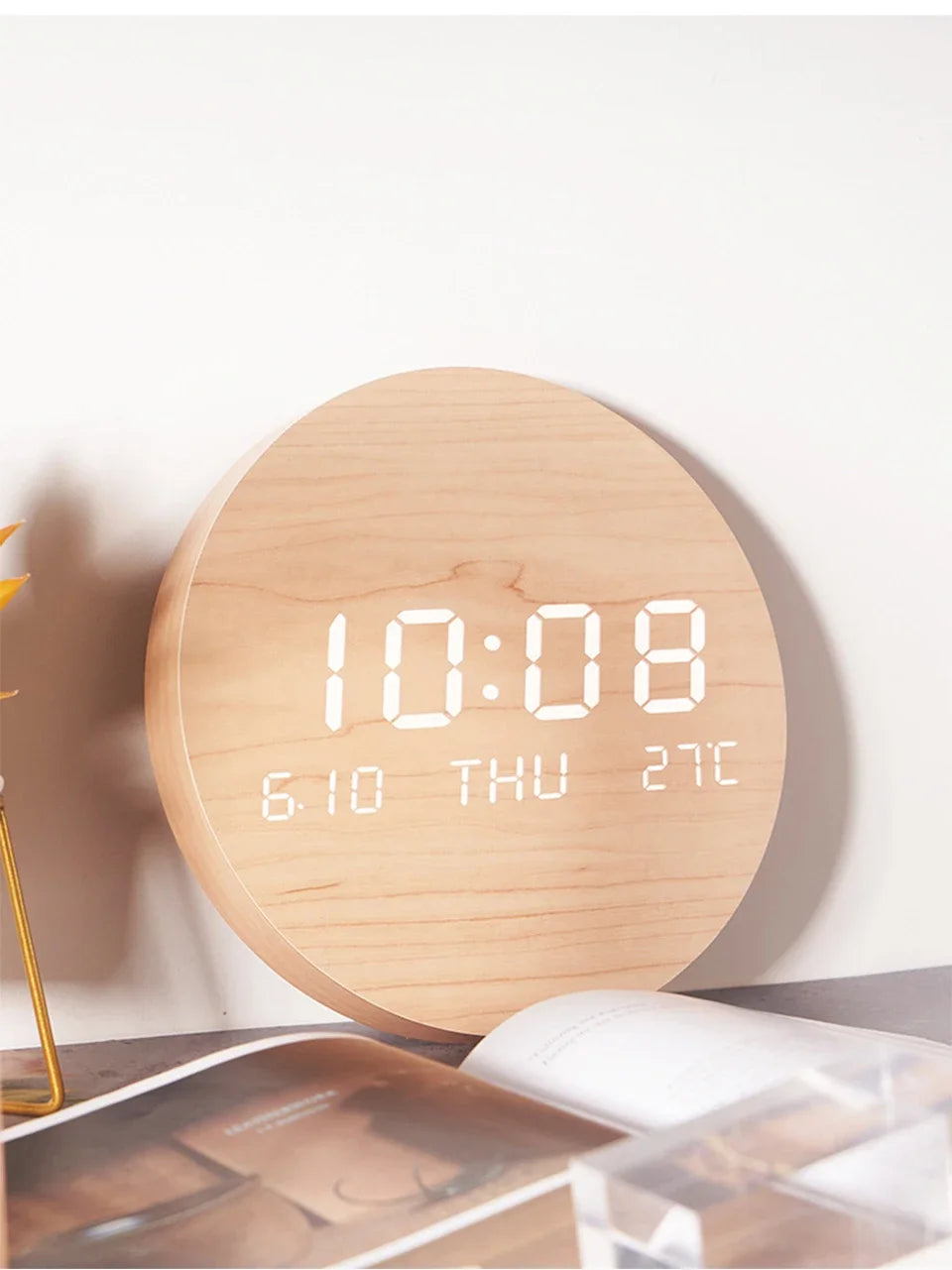 Led Digital Wall Clock With Date Temperature Calendar