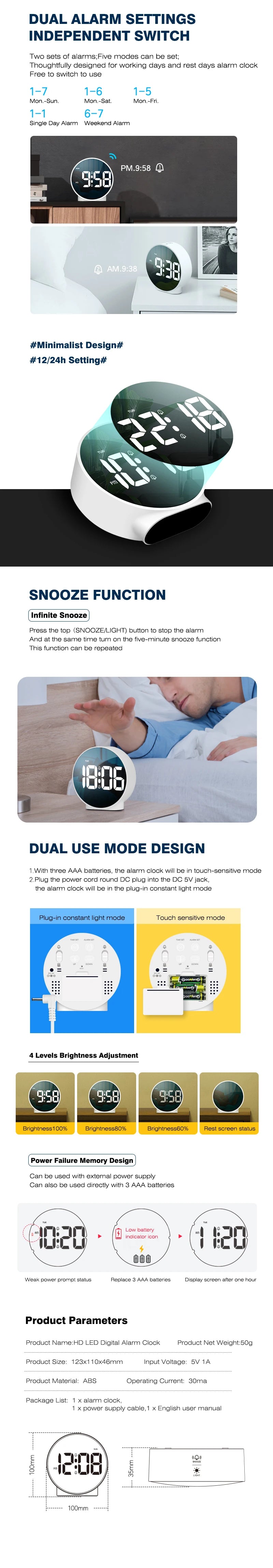 Digital Table Clock With Alarm
