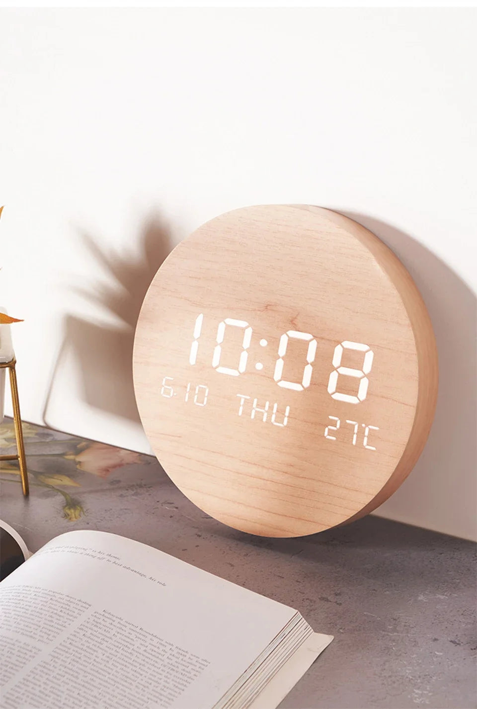 Led Digital Wall Clock With Date Temperature Calendar