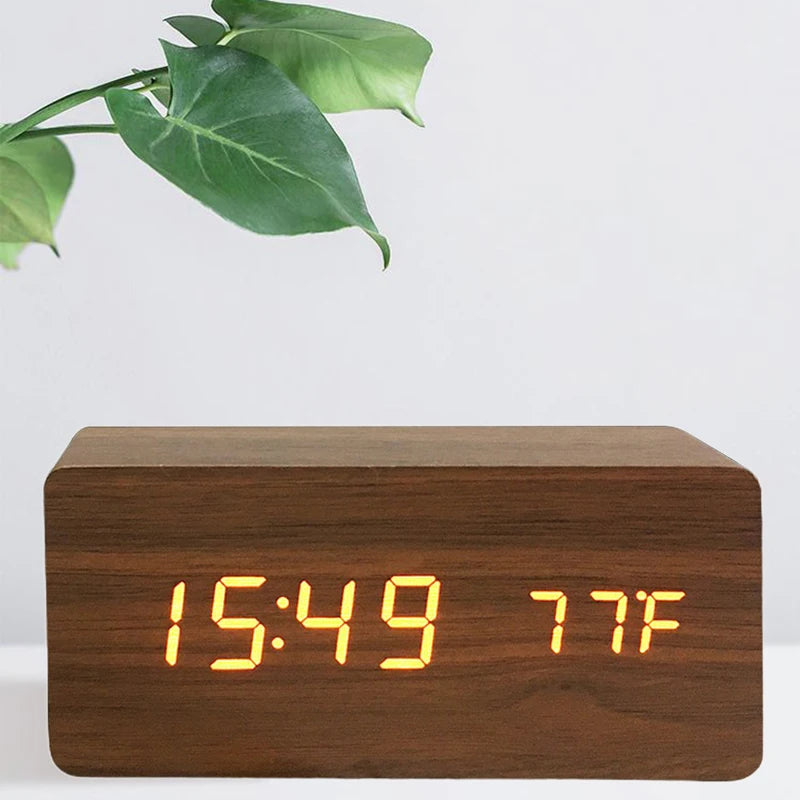 Led Wooden Digital Alarm Clock