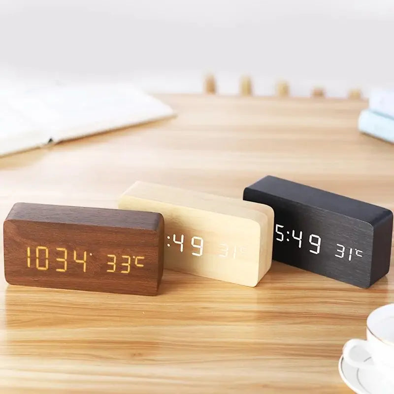 Led Wooden Digital Alarm Clock