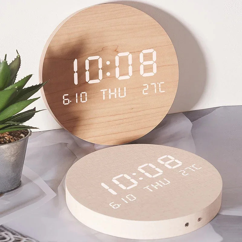 Led Digital Wall Clock With Date Temperature Calendar