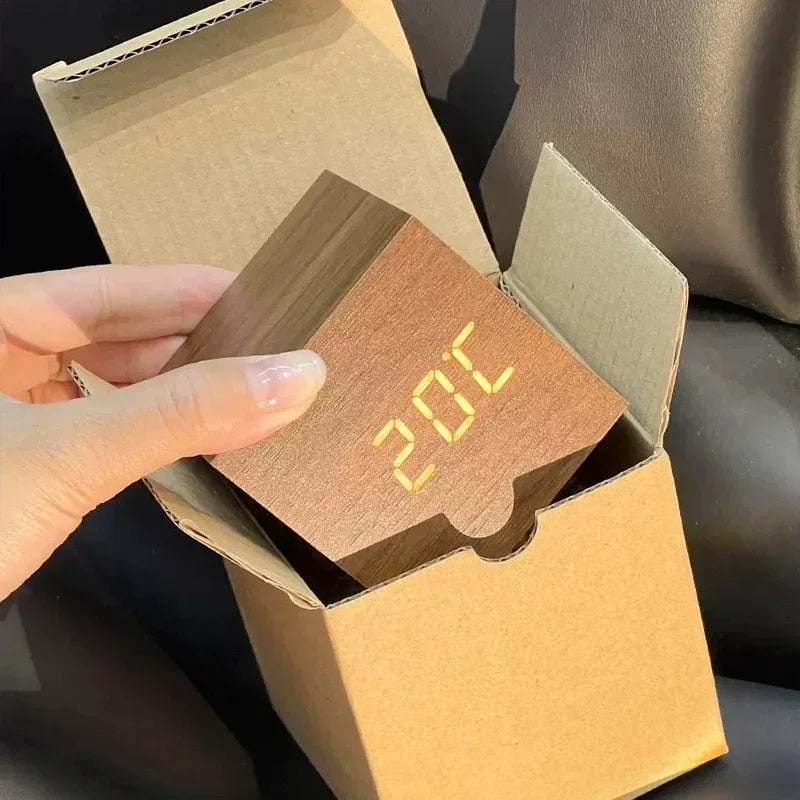 Wooden Block Digital Alarm Clock