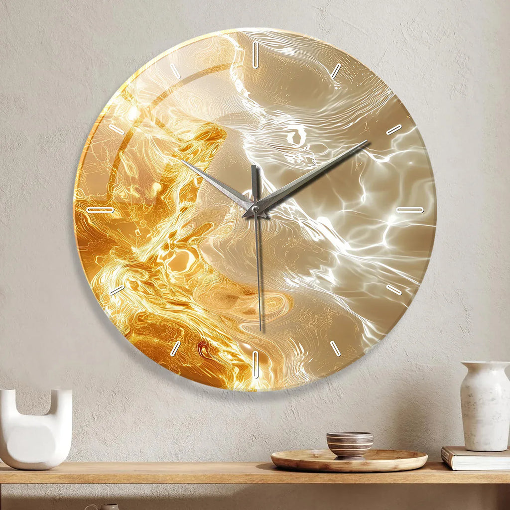 FinestClock 1pc glass wall clock, modern light luxury gold design wall clock, silent clock, home decoration, living room bedroom decoration