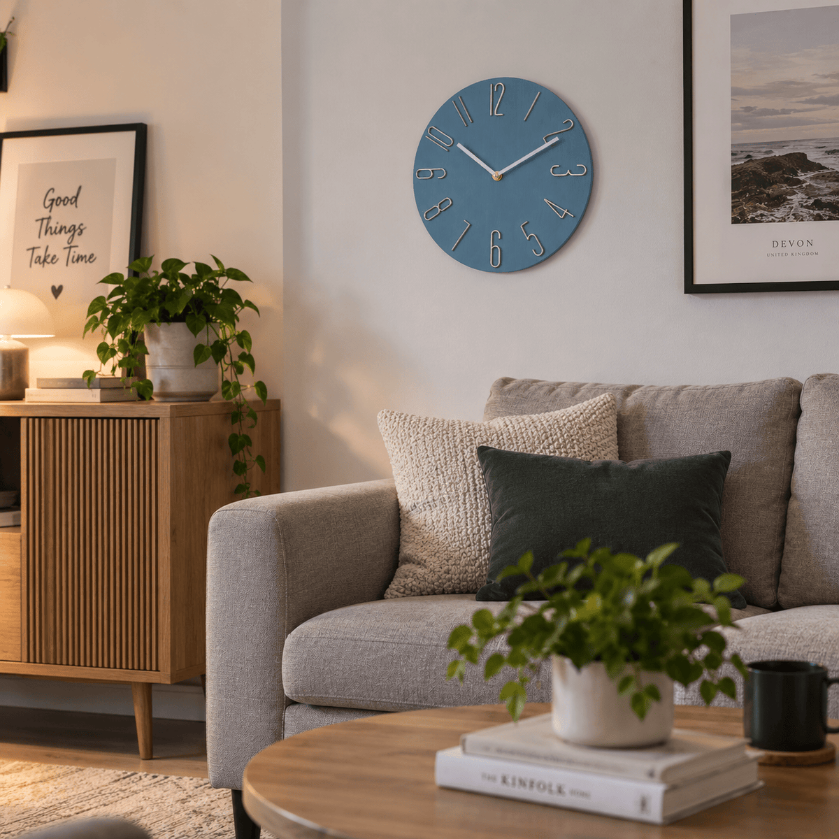 FinestClock Blue And Silver Wall Clock