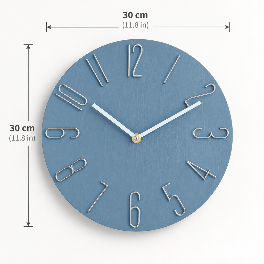FinestClock Blue And Silver Wall Clock