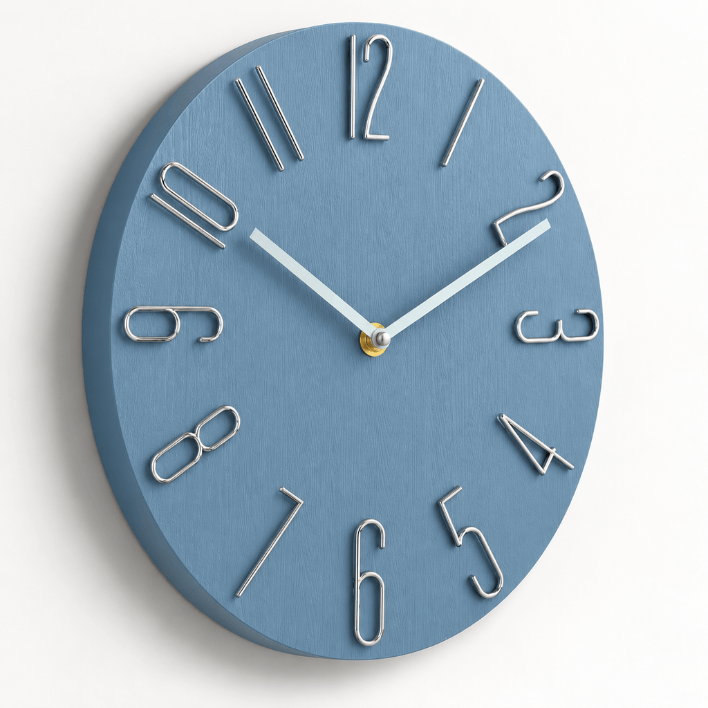 FinestClock Blue And Silver Wall Clock