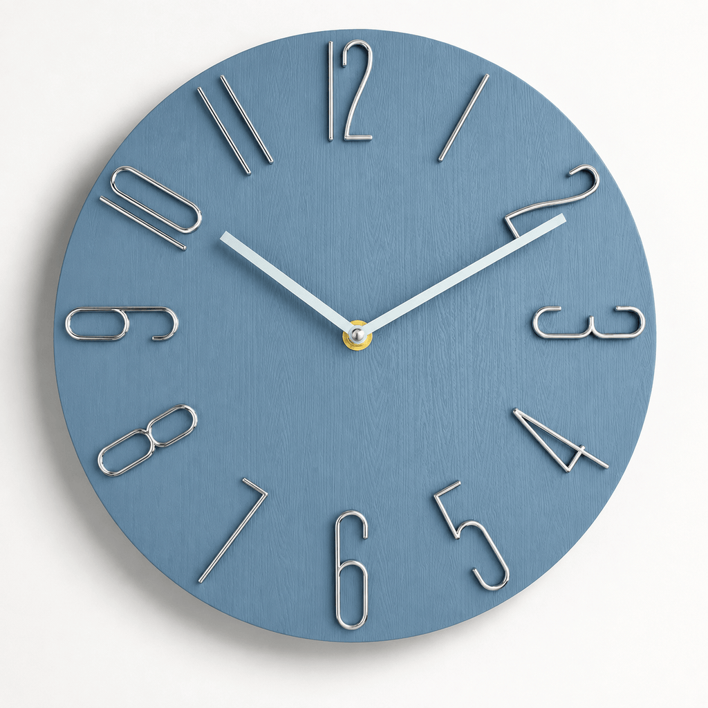FinestClock Blue And Silver Wall Clock