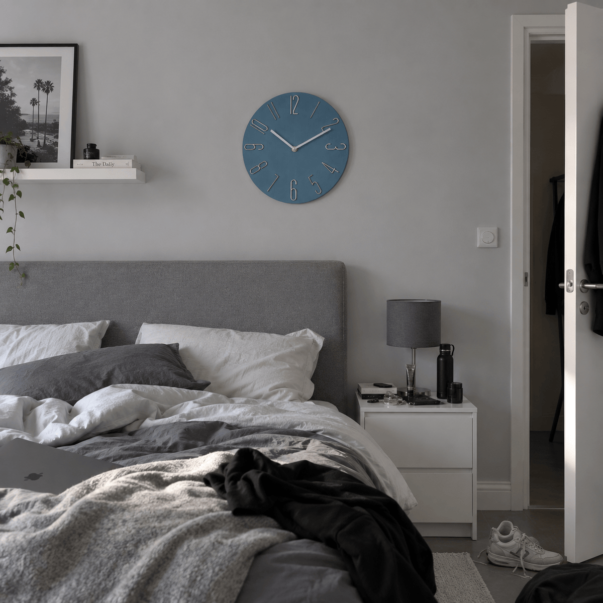 FinestClock Blue And Silver Wall Clock