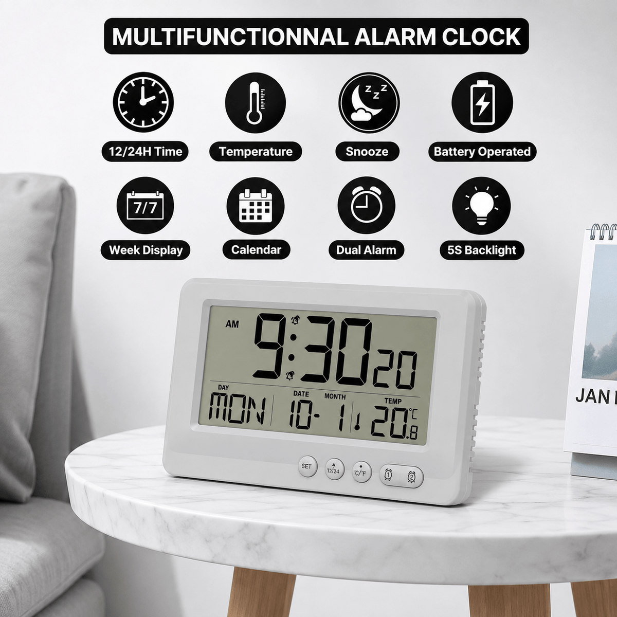 FinestClock Digital Clock With Seconds Display