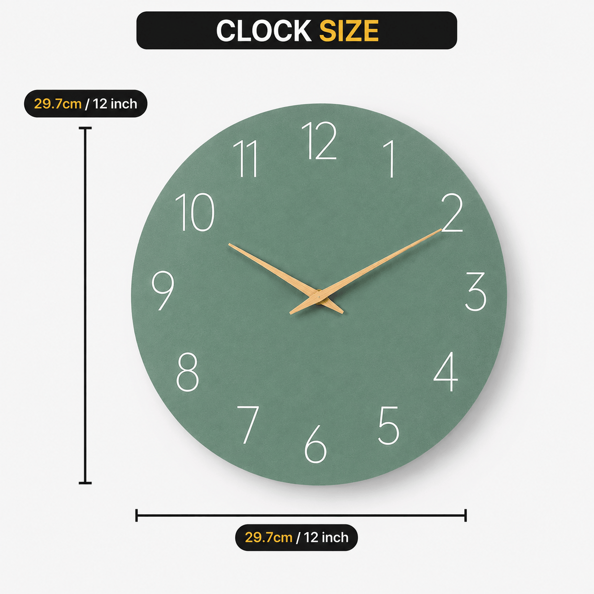 FinestClock Green Kitchen Wall Clock