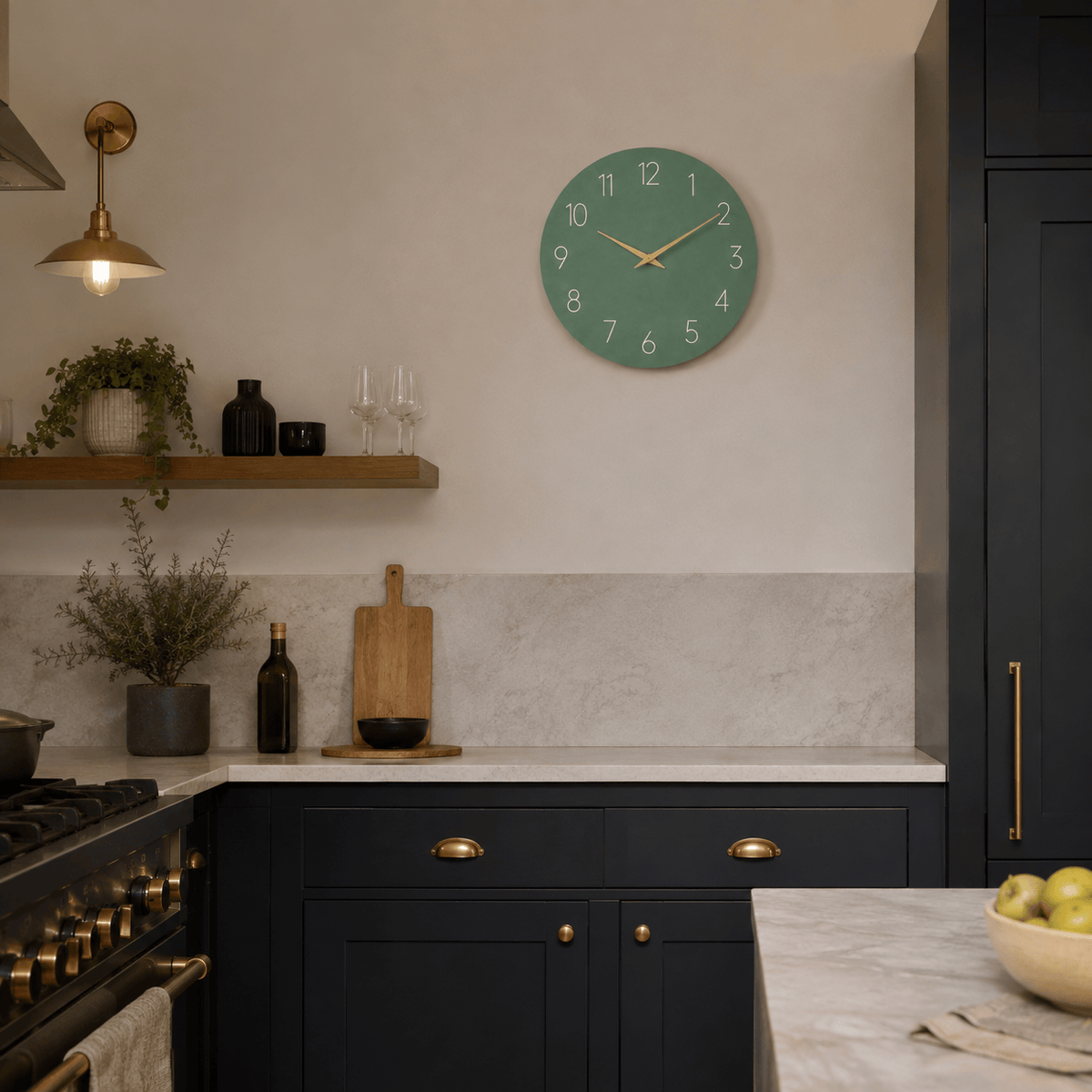 FinestClock Green Kitchen Wall Clock