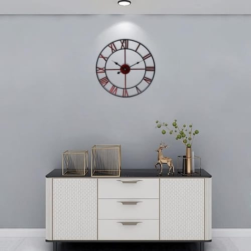 FinestClock Metal Roman Numeral Wall Clock