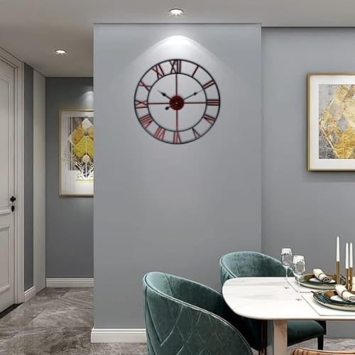 FinestClock Metal Roman Numeral Wall Clock