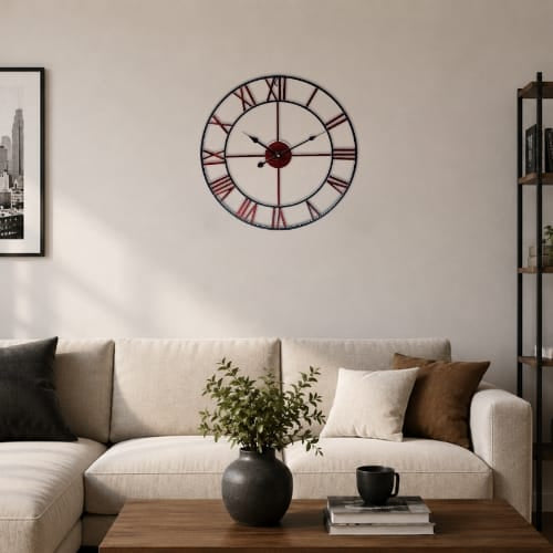FinestClock Metal Roman Numeral Wall Clock