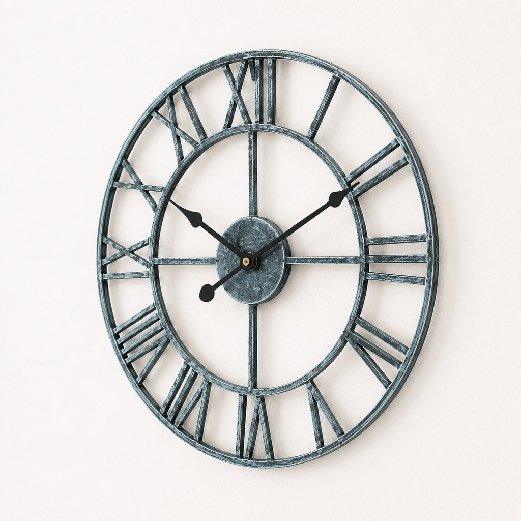 FinestClock Metal Skeletal Roman Numerals Wall Clock