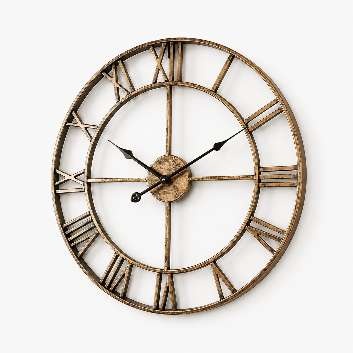 FinestClock Metal Skeleton Roman Numerals Wall Clock Large