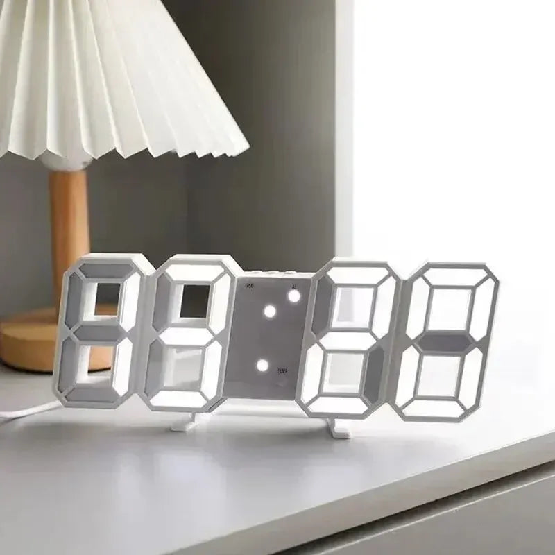 FinestClock Table 3D LED Alarm Clock Date/Temperature for Home Kitchen Offices Clock Decoration Garden Clocks Wall Clock Times Digital Decor